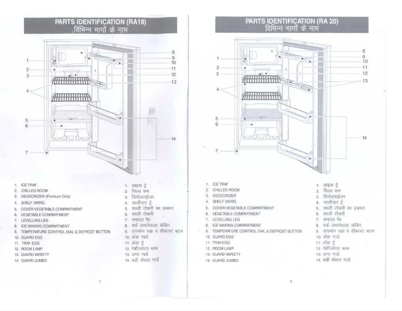 Image de la première page du manuel de l'appareil RA19FGSW