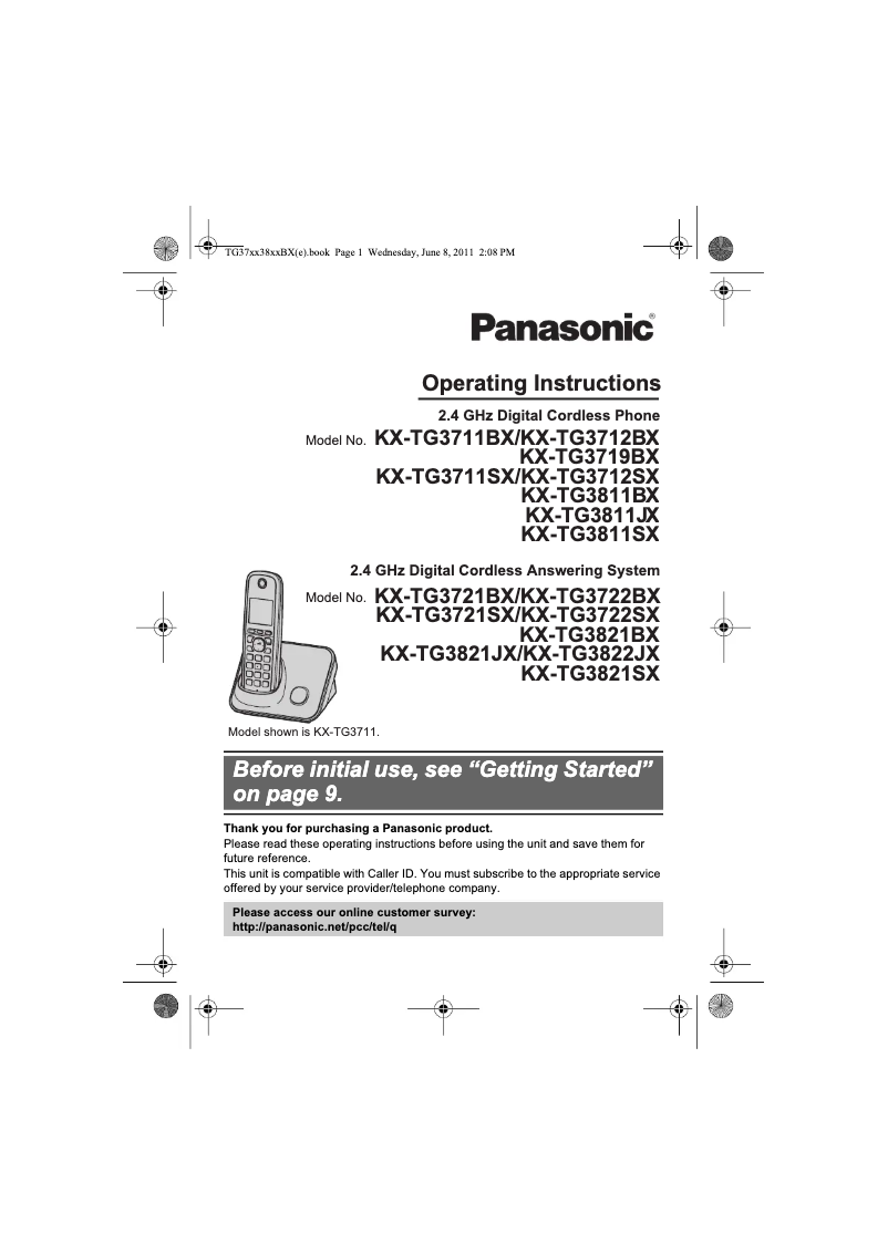 Page n°1 - Manuel utilisateur Panasonic KX-TG3711