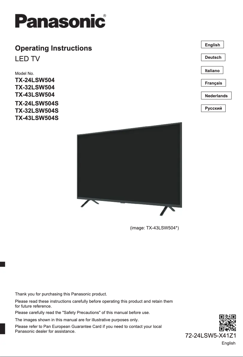 Page 1 de la notice Manuel utilisateur Panasonic TX-24LSW504
