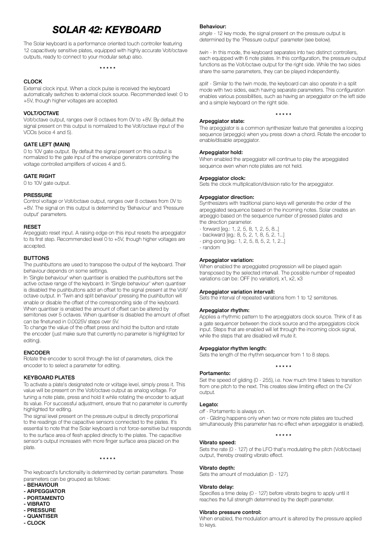 Page n°1 - Manuel utilisateur ELTA Music Solar 42