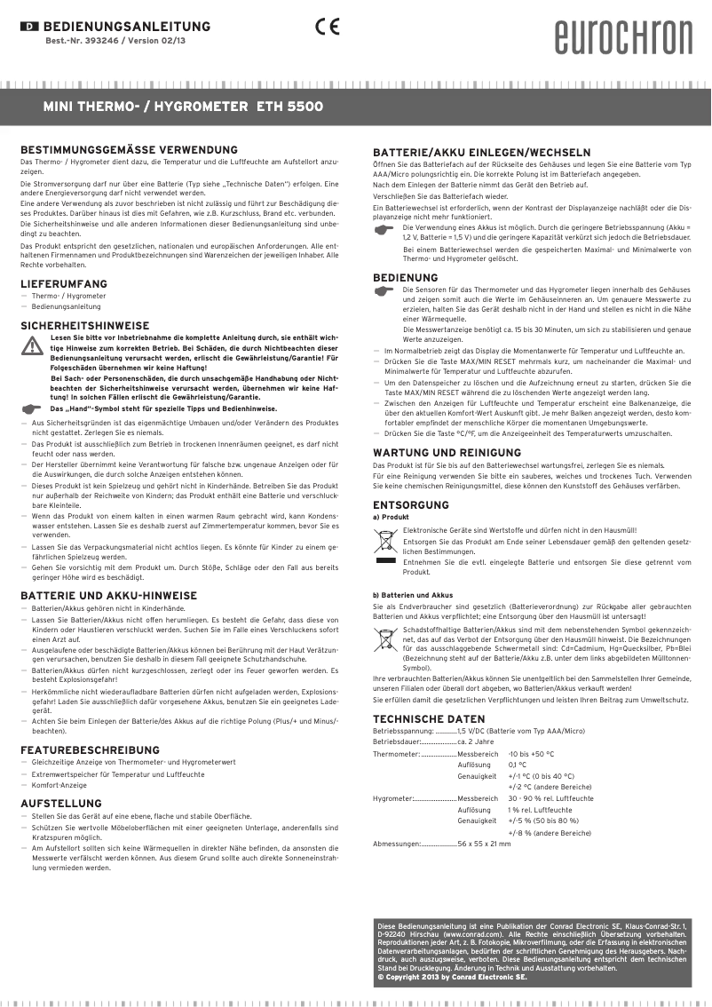 Image de la première page du manuel de l'appareil ETH 5500