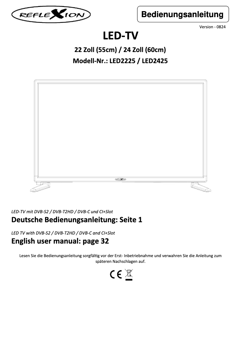 Page 1 de la notice Manuel utilisateur Reflexion LED2425