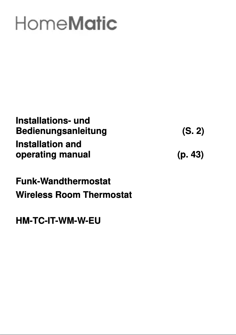 Page n°1 - Manuel utilisateur Homematic IP HM-TC-IT-WM-W-EU