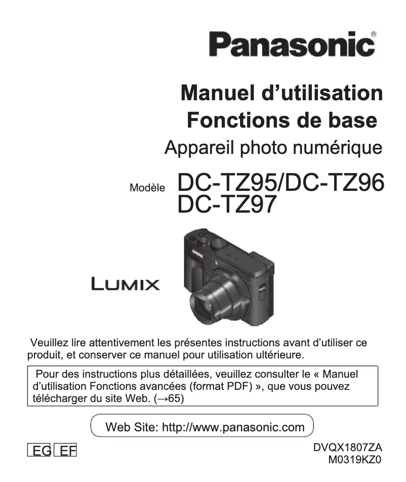 Page 1 de la notice Manuel utilisateur Panasonic Lumix DC-TZ96
