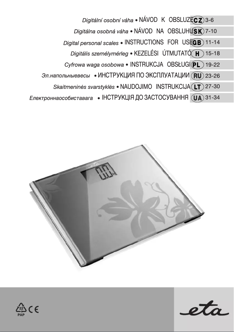 Page 1 de la notice Manuel utilisateur Eta 677590000