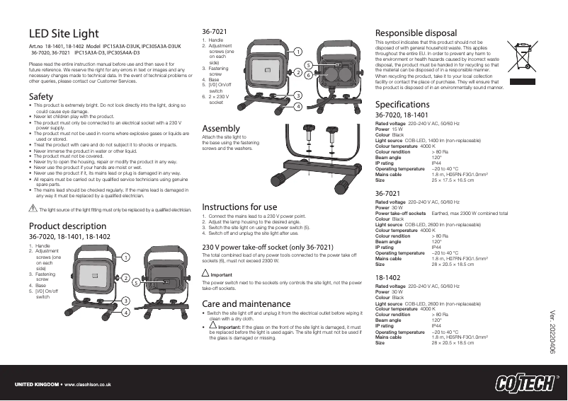 Page n°1 - Manuel utilisateur Cotech IPC15A3A-D3