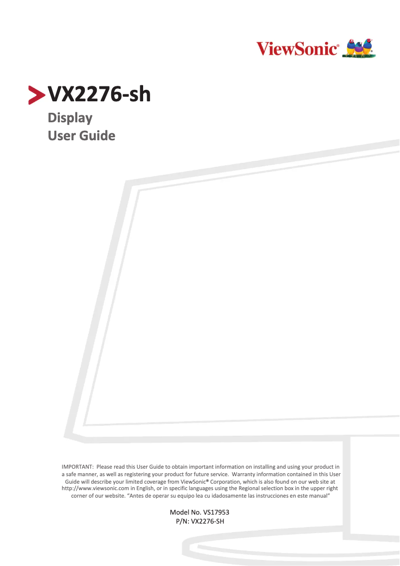 Page n°1 - Manuel utilisateur Viewsonic VX2276-sh