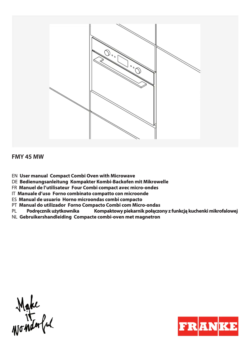 Page 1 de la notice Manuel utilisateur Franke FMY 45 MW XS