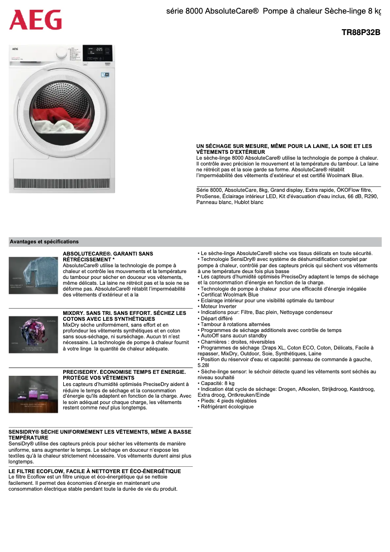 Image de la première page du manuel de l'appareil TR88P32B