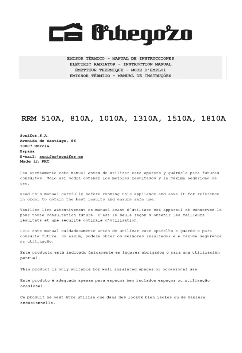 Image de la première page du manuel de l'appareil RRM 1510 A