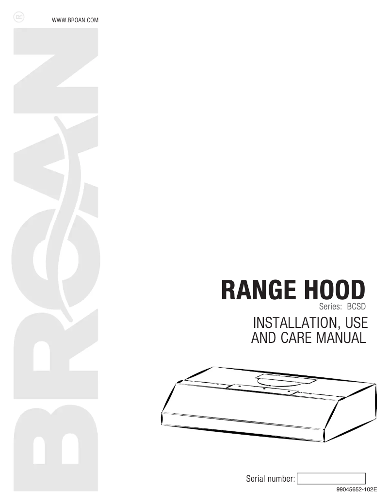 Page n°1 - Manuel utilisateur Broan BCSD142WW