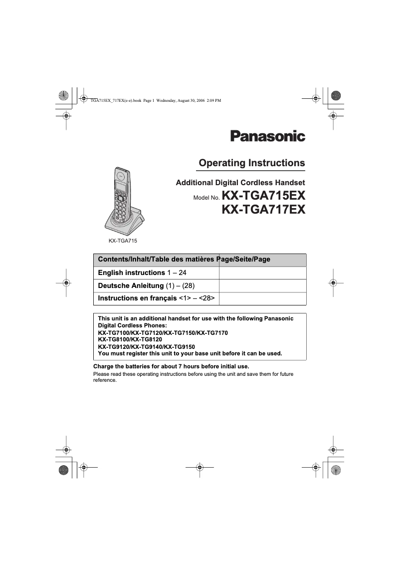 Página 1 del manual Manual de usuario Panasonic KX-TGA715EX