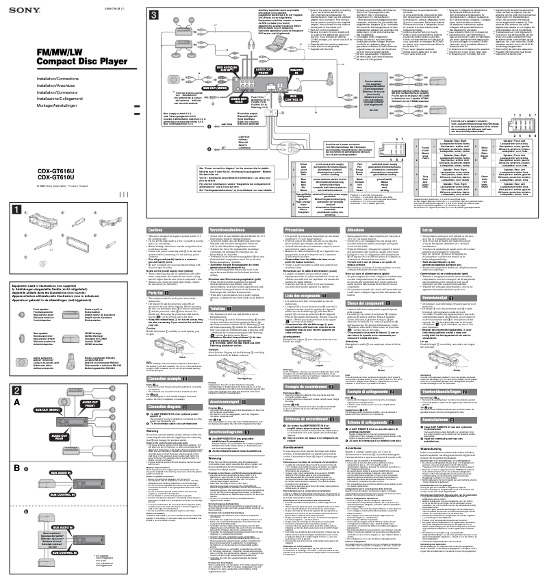 Image de la première page du manuel de l'appareil CDX-GT610U