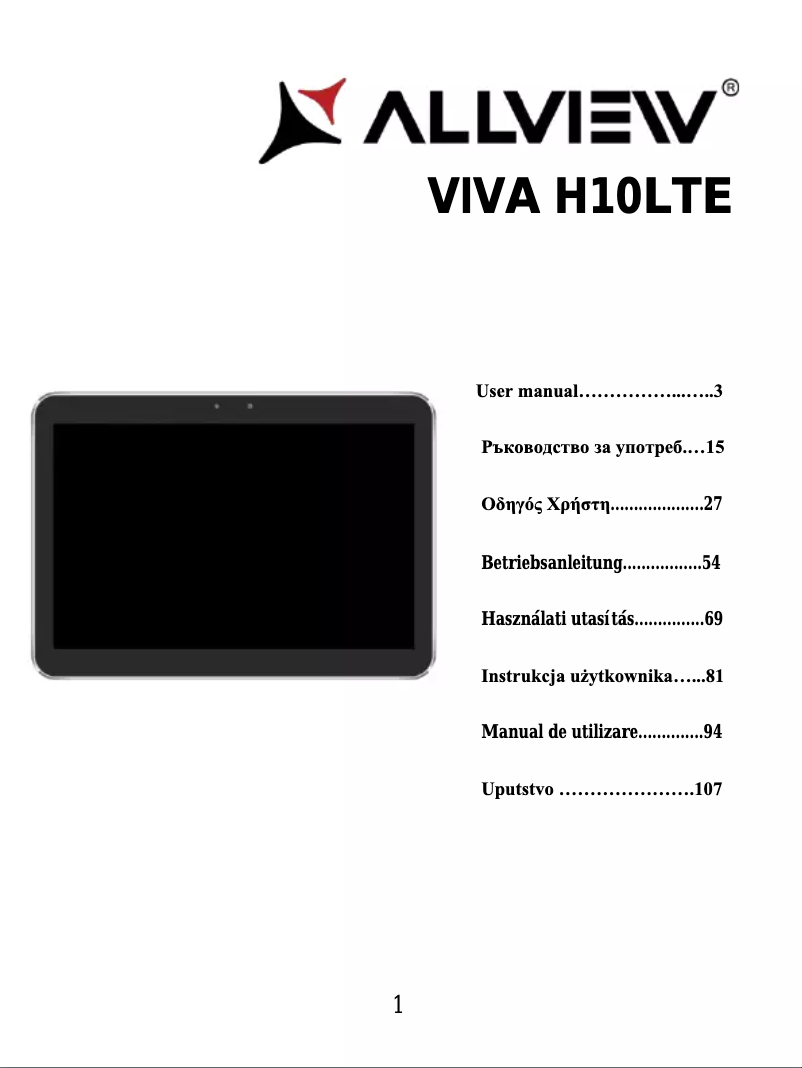 Page n°1 - Manuel utilisateur Allview Viva H10 LTE