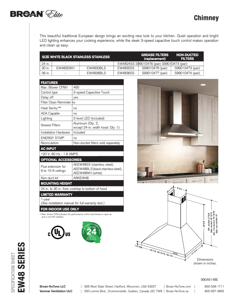 Image de la première page du manuel de l'appareil Elite EW4824SS