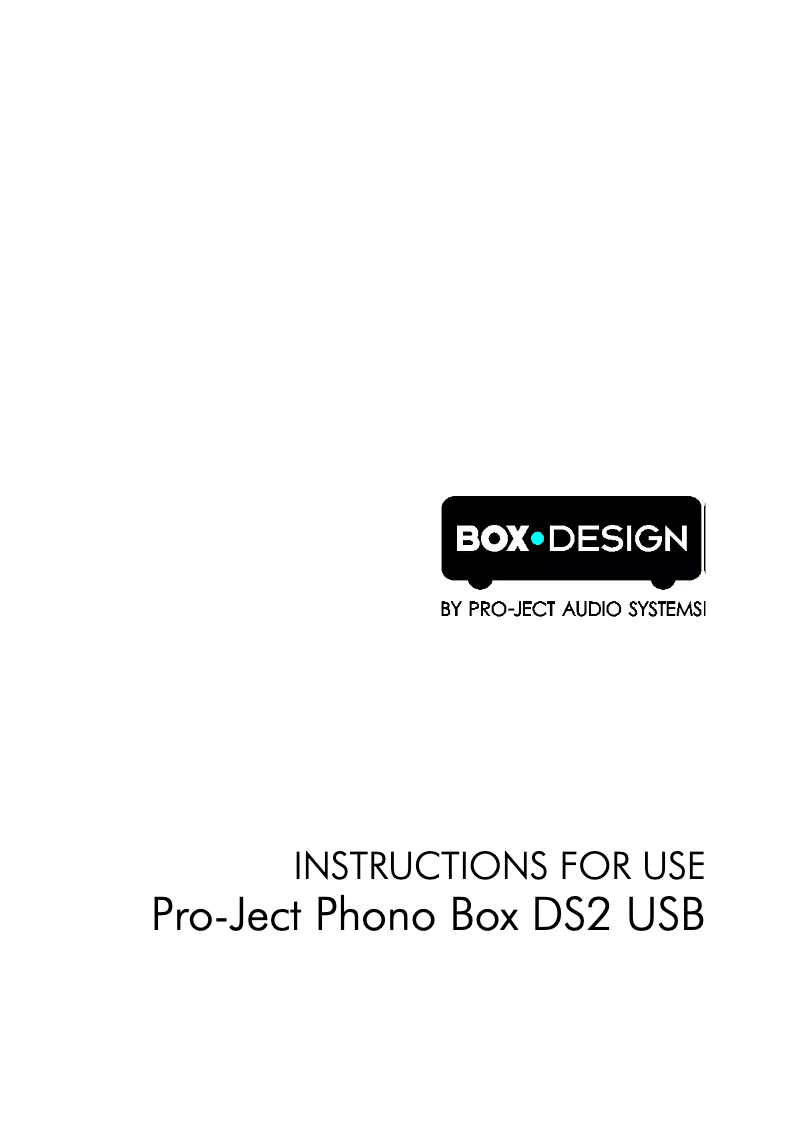 Page 1 of the manual User Manual Pro-Ject Phono Box DS2 USB