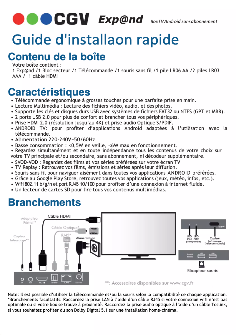 Page 1 de la notice Manuel utilisateur CGV Exp@nd
