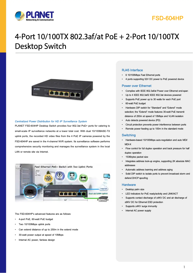 Image de la première page du manuel de l'appareil FSD-604HP