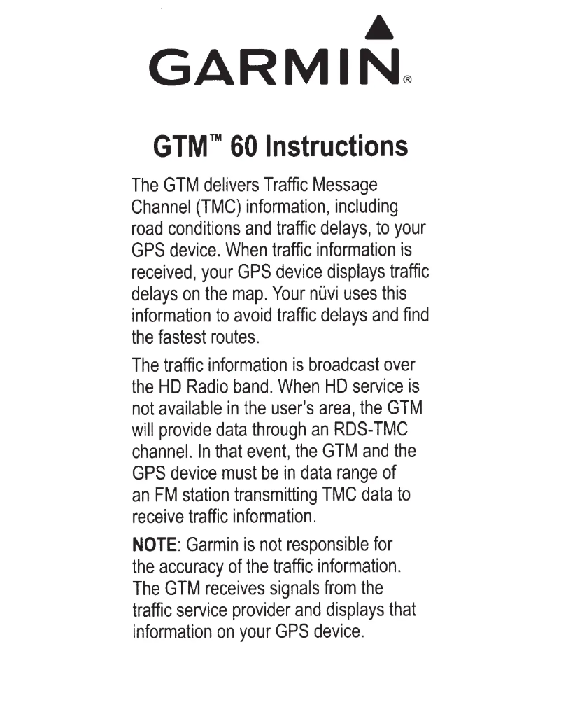 Page 1 de la notice Manuel utilisateur Garmin GTM 60
