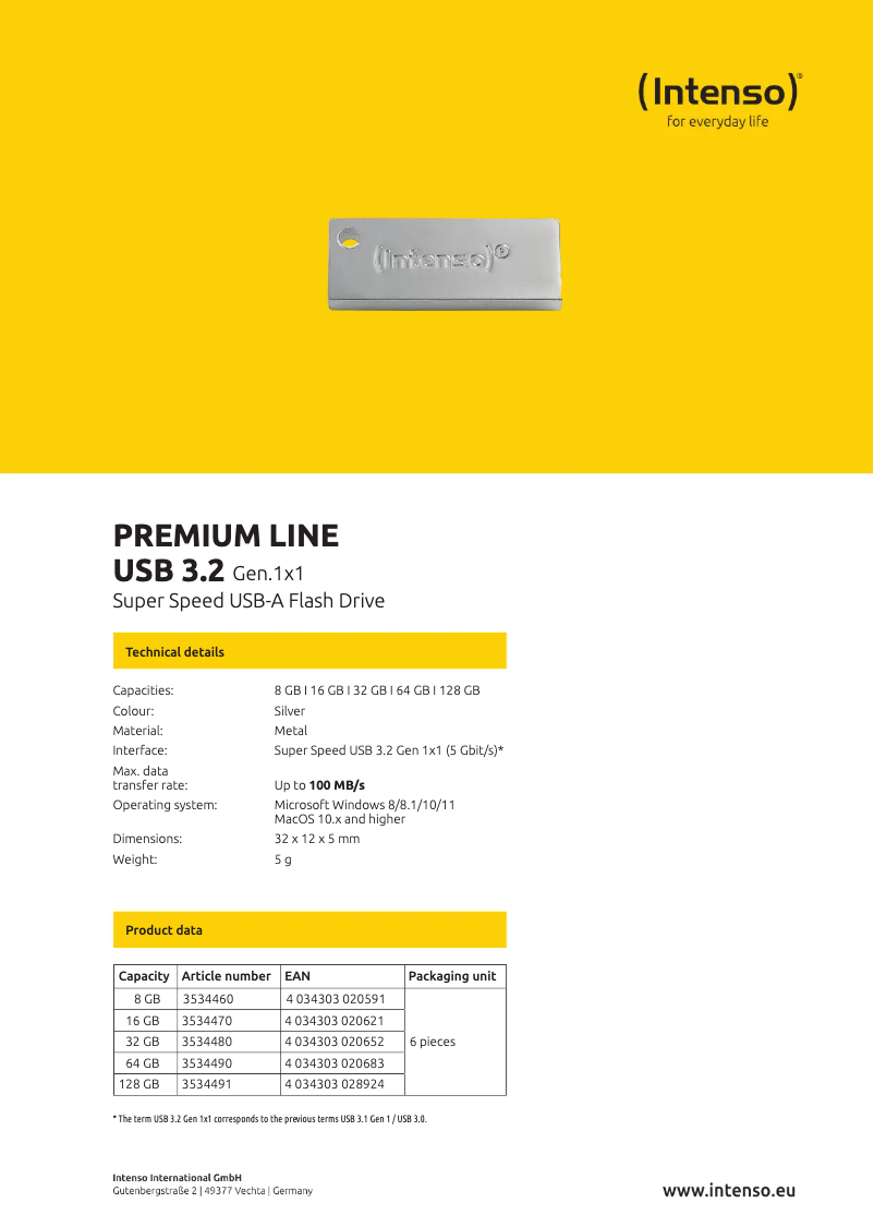 Page n°1 - Manuel utilisateur Intenso Premium Line USB 3.2