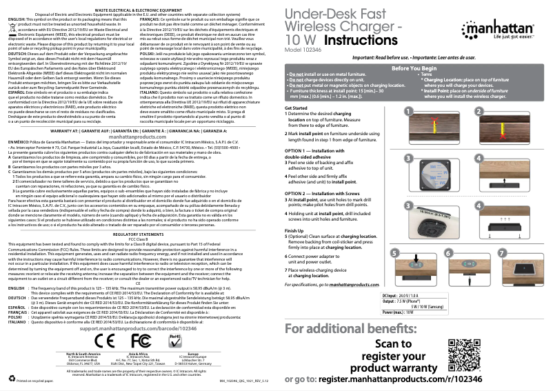 Page 1 de la notice Manuel utilisateur Manhattan 102346