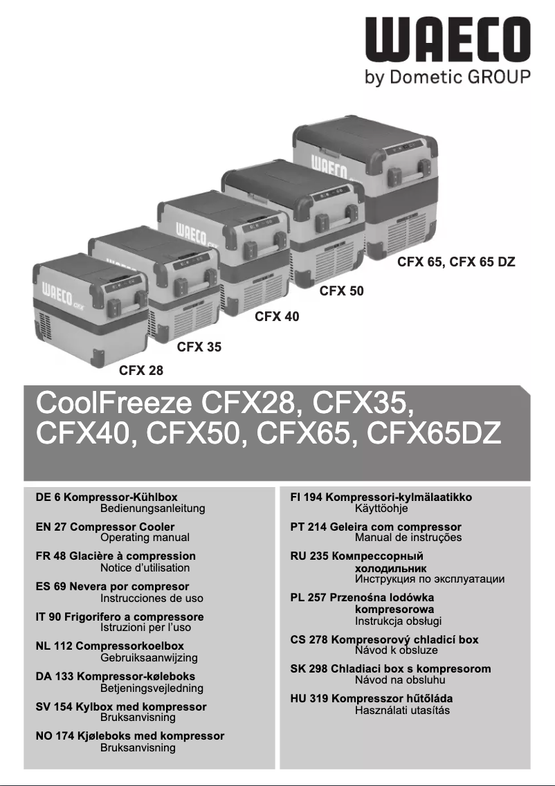 Page 1 de la notice Manuel utilisateur Waeco Coolfreeze CFX 65DZ