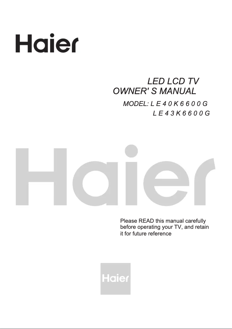 Page n°1 - Manuel utilisateur Haier H43K66FG