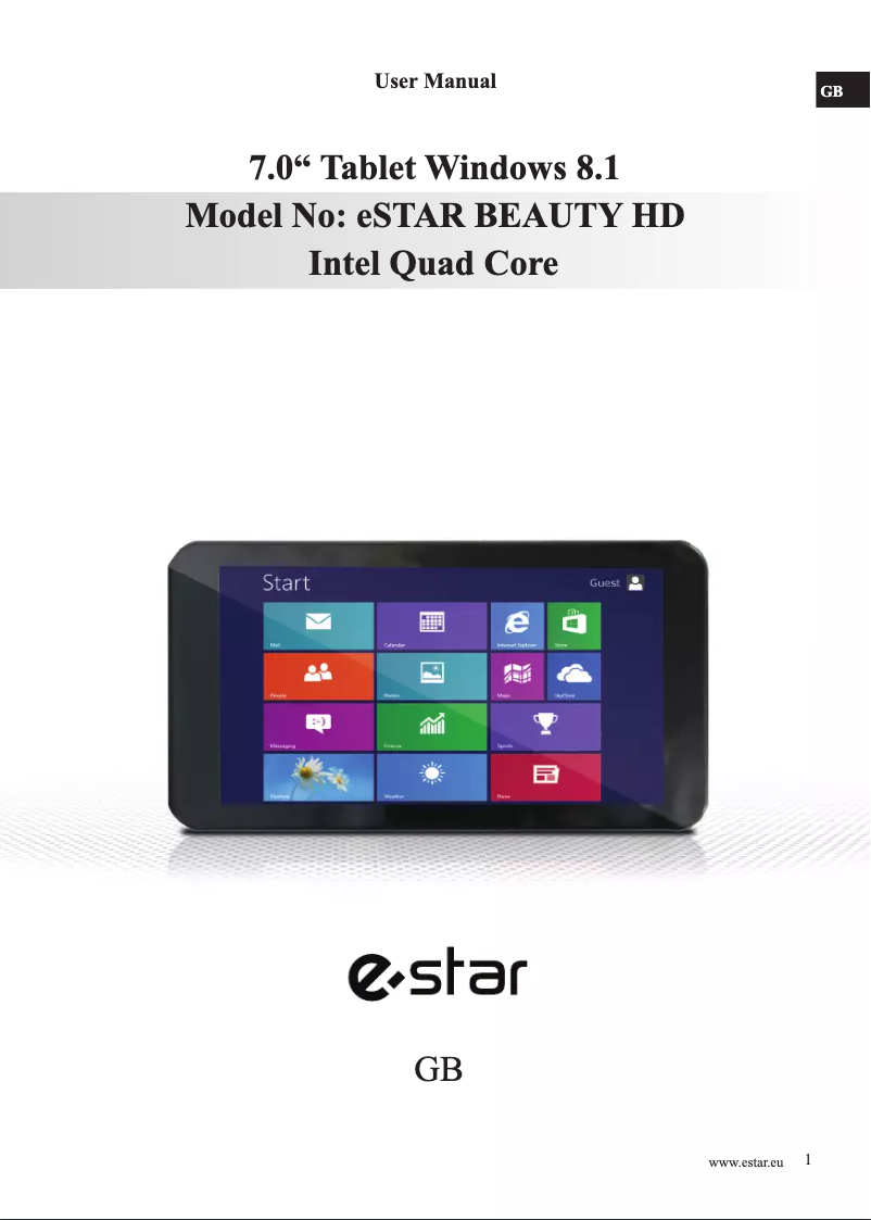 Page 1 de la notice Manuel utilisateur eSTAR Beauty HD Intel Quad Core