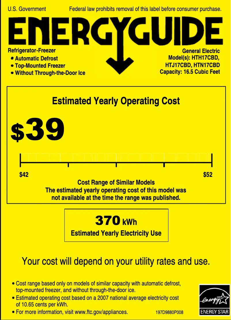 Page 1 de la notice Label énergétique Hotpoint HTN17CBDRCC