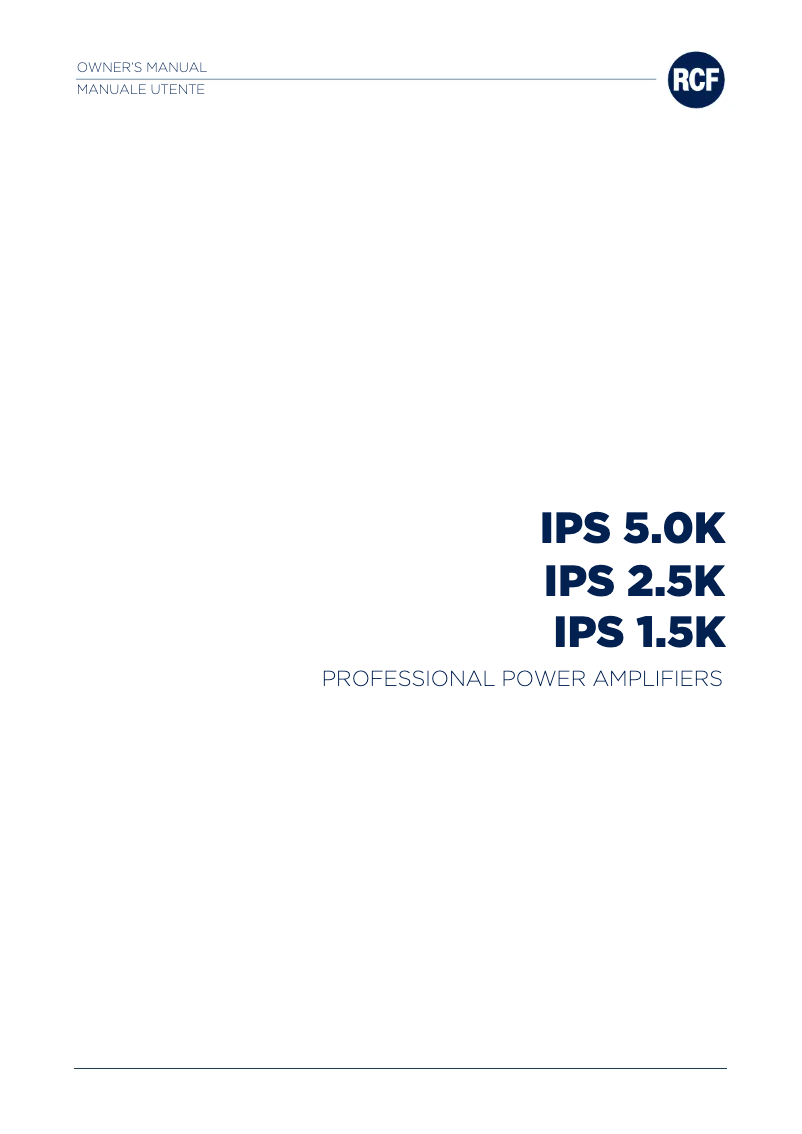 Page n°1 - Manuel utilisateur RCF IPS 1.5K