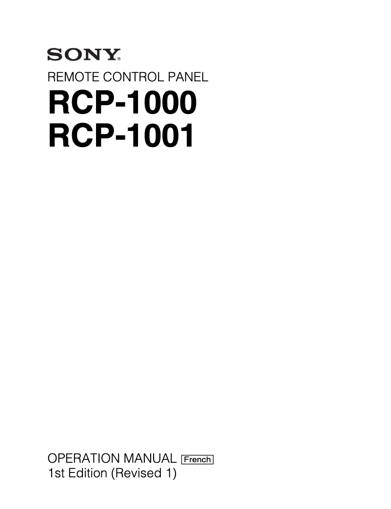 Page 1 de la notice Manuel utilisateur Sony RCP-1000