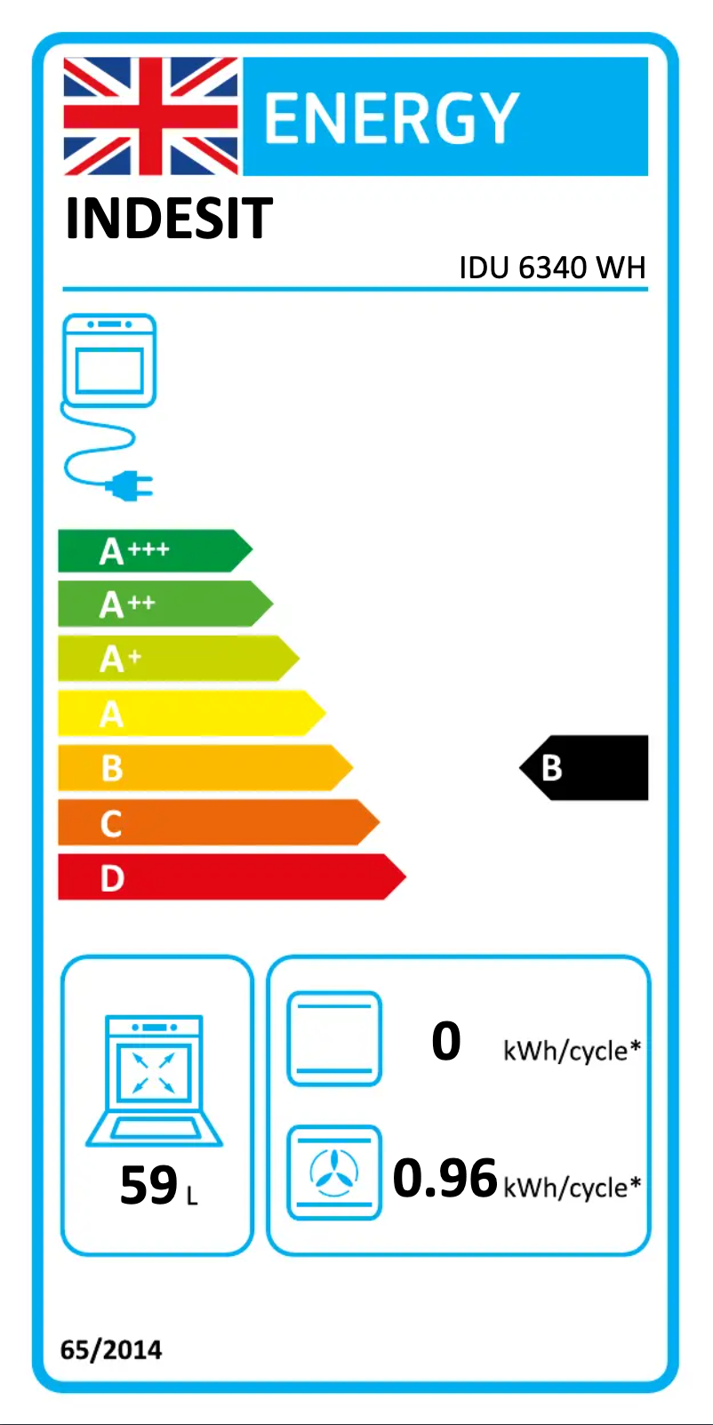 Page 1 de la notice Label énergétique Indesit IDU 6340 WH