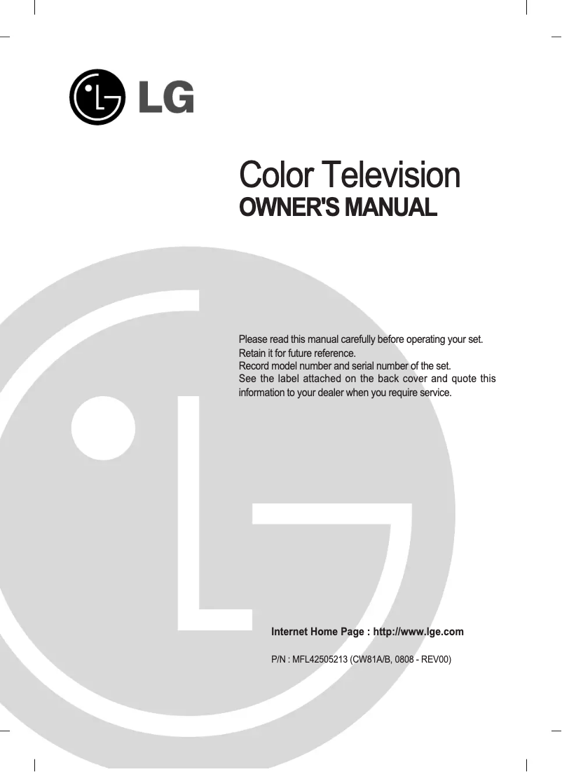 Page 1 de la notice Manuel utilisateur LG 21FS9RL