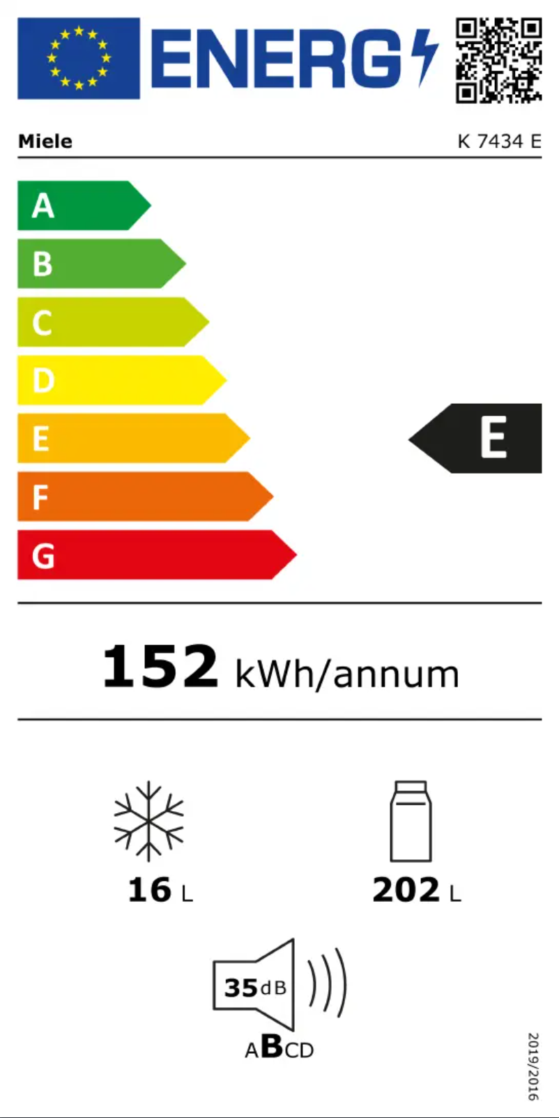 Page n°1 - Label énergétique Miele K 7434 E