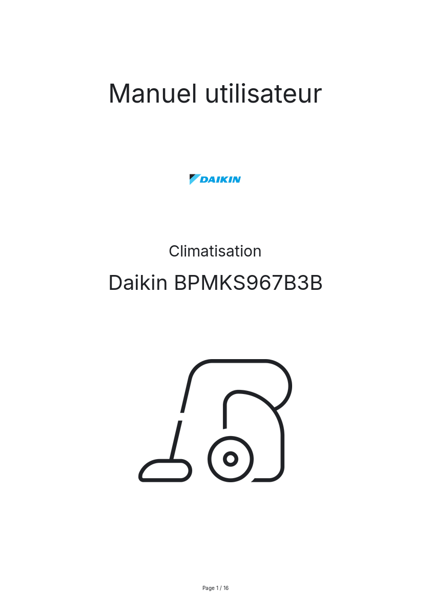 Page n°1 - Manuel utilisateur Daikin BPMKS967B3B