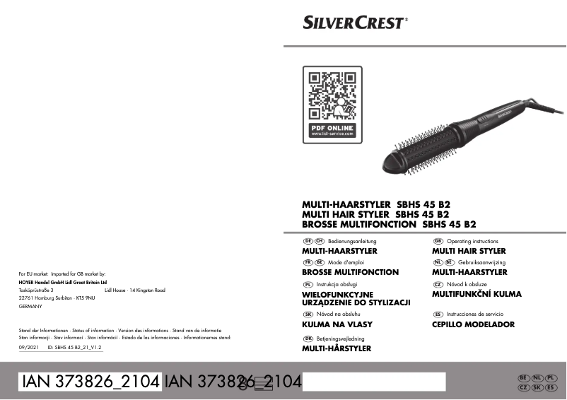 Page 1 de la notice Manuel utilisateur SilverCrest SBHS 45 B2