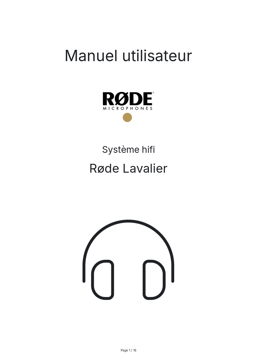 Page n°1 - Manuel utilisateur Røde Lavalier