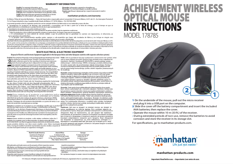 Page 1 de la notice Manuel utilisateur Manhattan 178785