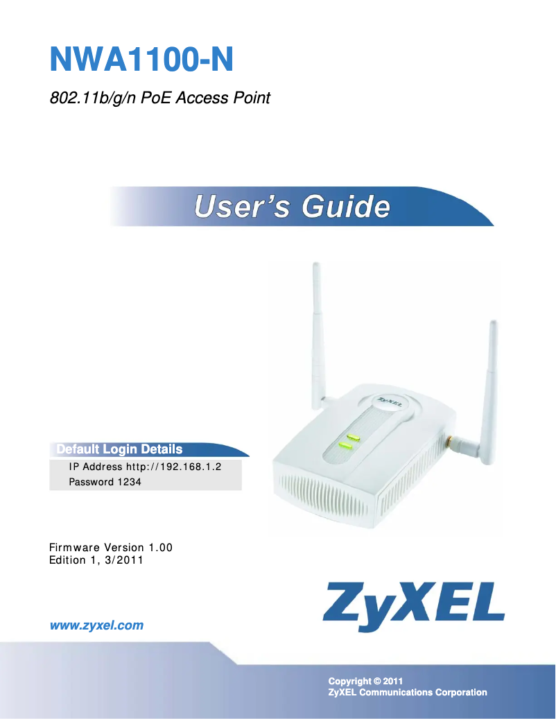 Page n°1 - Manuel utilisateur ZyXEL NWA1100-N