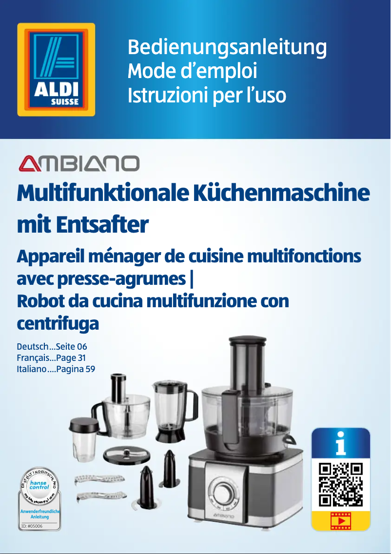 Page n°1 - Manuel utilisateur Ambiano GT-FP-06CH