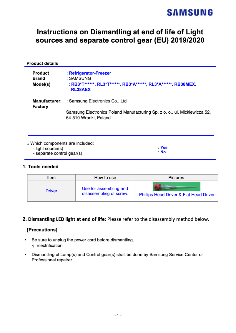 Page n°1 - Manuel utilisateur Samsung RB38T672CWW