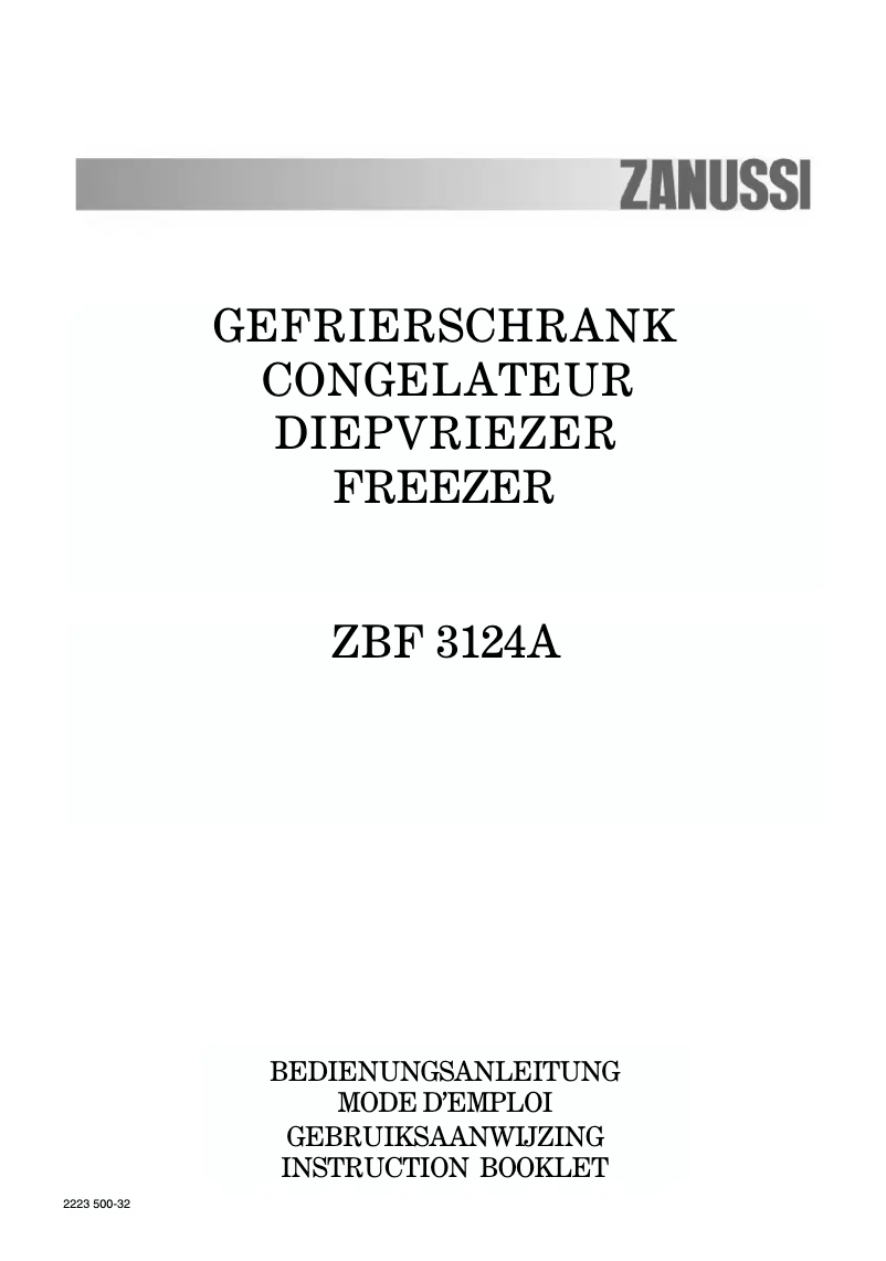 Page n°1 - Manuel utilisateur Zanussi ZBF 3124