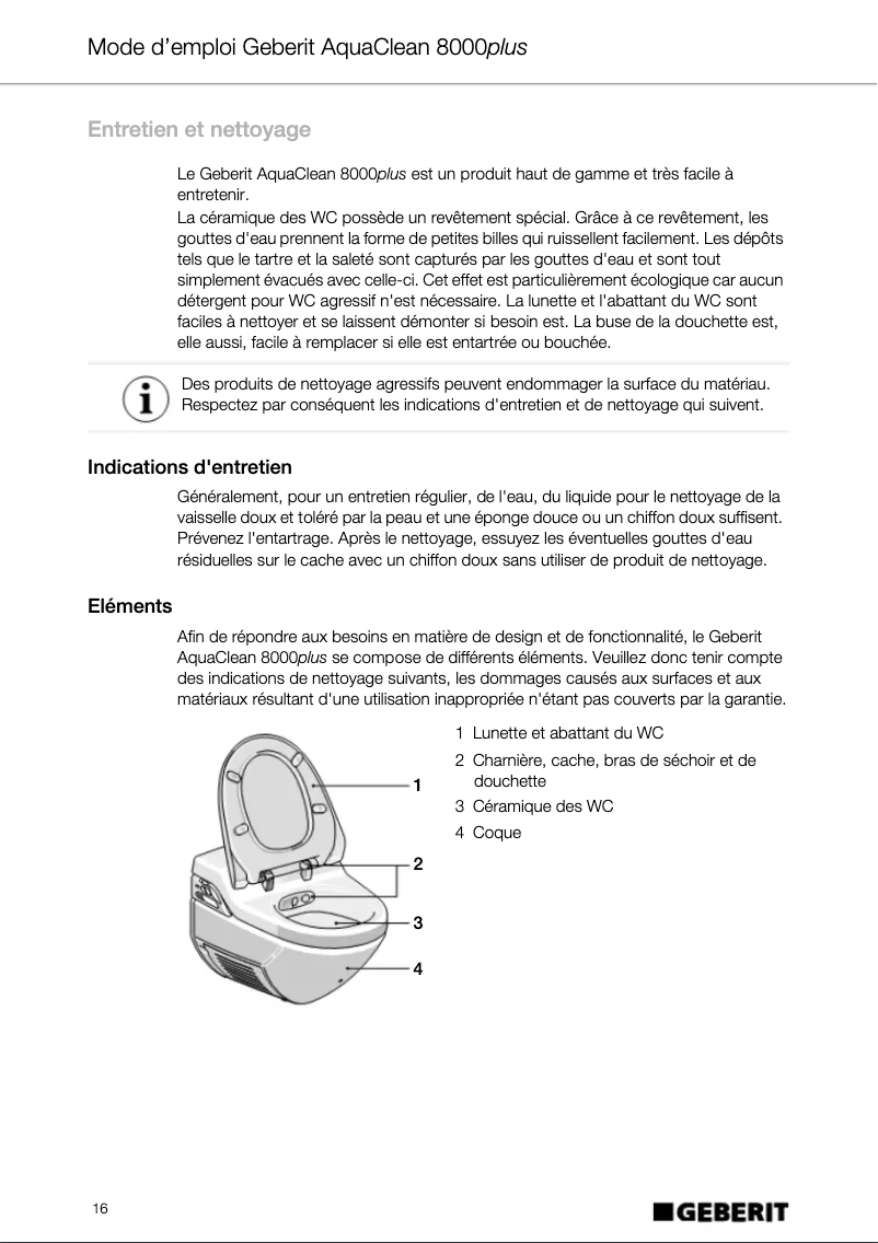 Page n°1 - Manuel utilisateur Geberit AquaClean 8000plus
