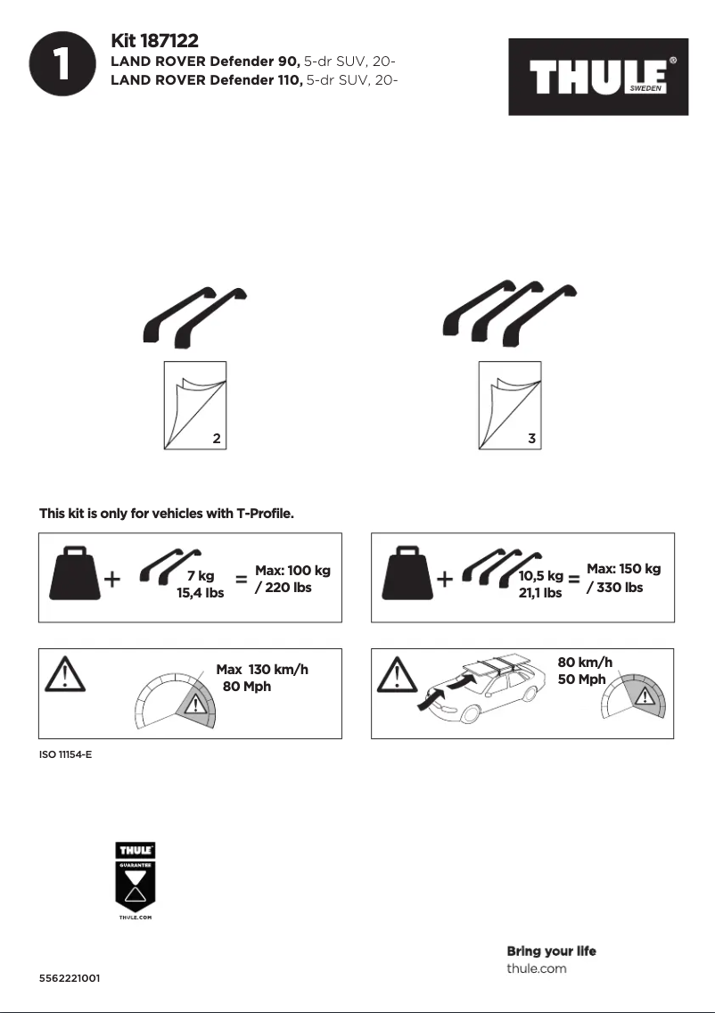 Page 1 de la notice Manuel utilisateur Thule Kit 187122