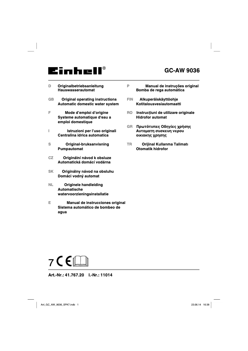 Image de la première page du manuel de l'appareil GC-AW 9036