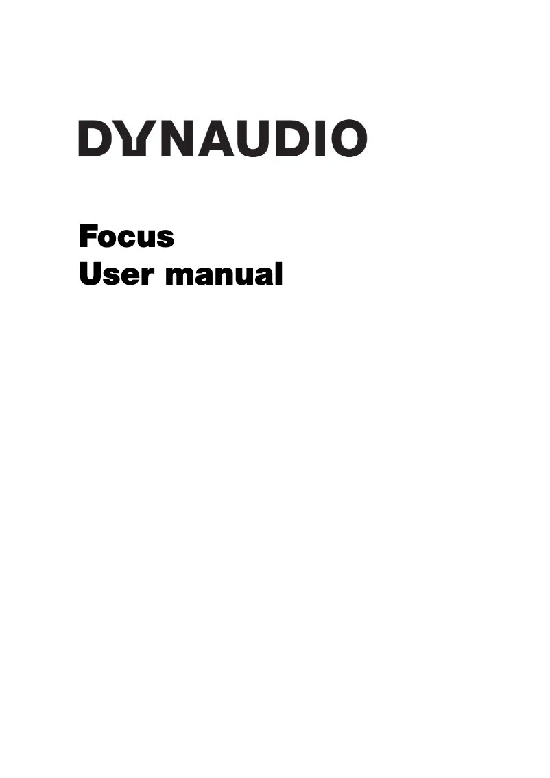 Page n°1 - Manuel utilisateur Dynaudio Focus 30