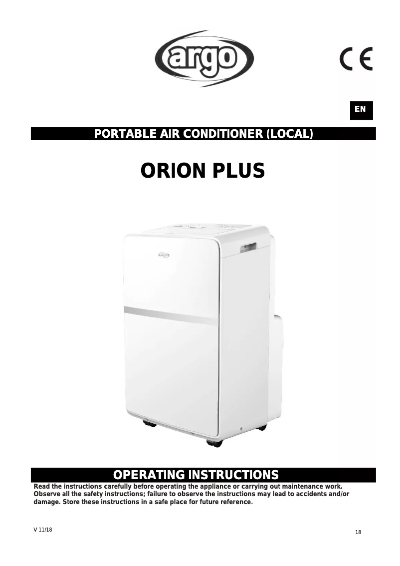 First page image of the manual for ORION PLUS
