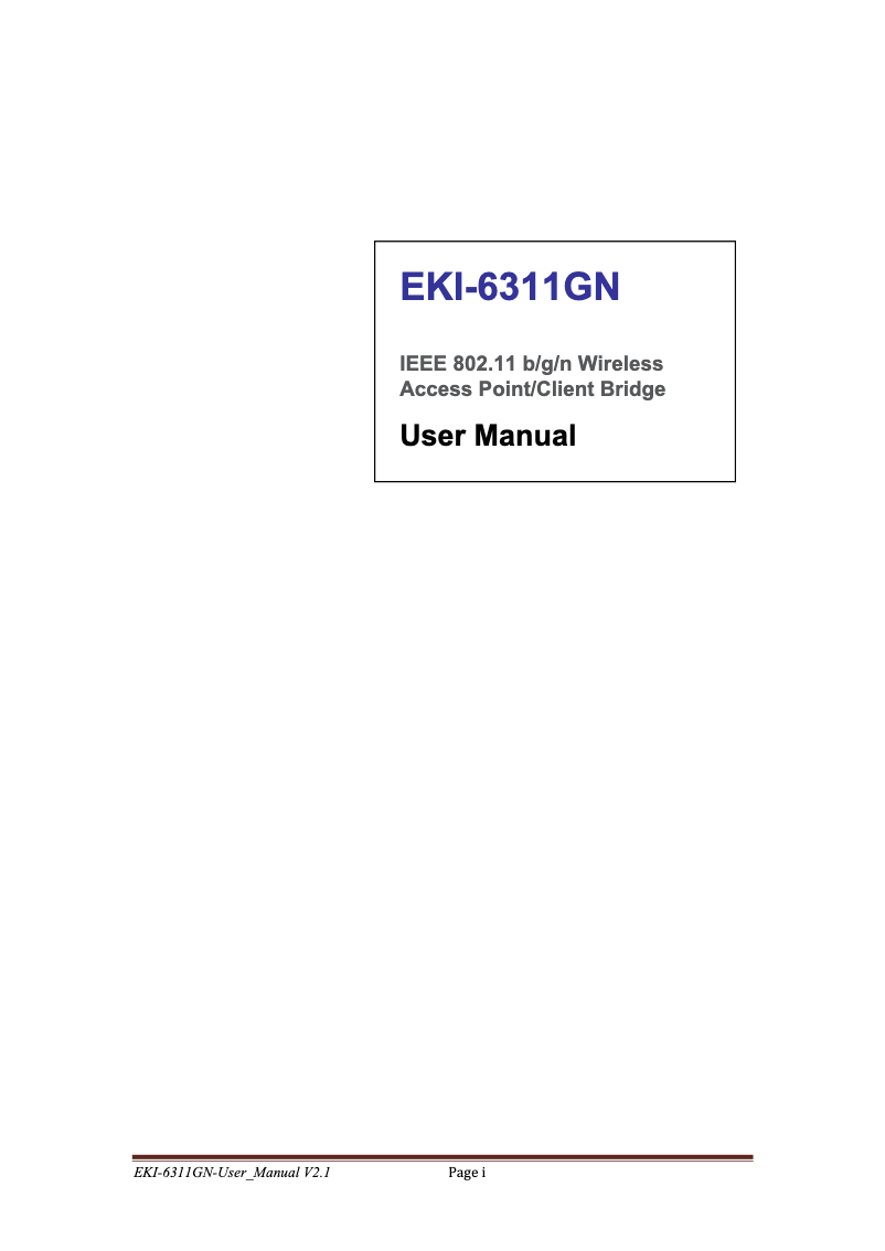 Page n°1 - Manuel utilisateur Advantech EKI-6311GN