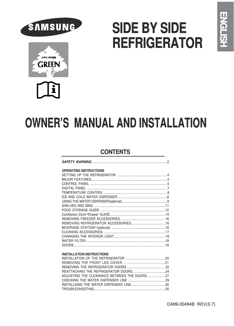 Page n°1 - Manuel utilisateur Samsung RS23FGRS