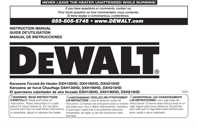 Page 1 de la notice Manuel utilisateur DeWalt DXH215HD